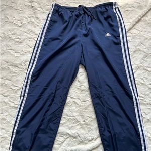 Adidas Athletic Pants - Large - Blue - Stripes - Zippered Bottom - Gently Used
